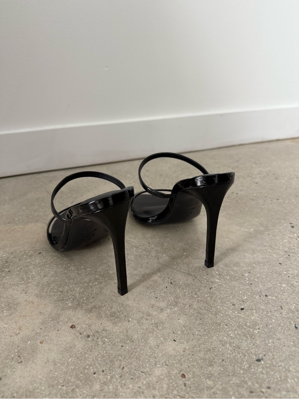 SCHUTZ Black Patent Leather Double-Strap Slide Heels - Picture 3 of 4